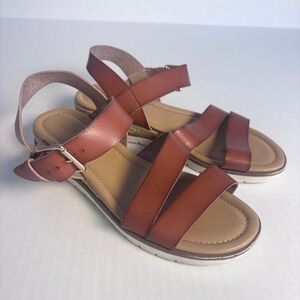 Limelight Brown Leather Espadrille Platform‎ Sandals Women's Size 6